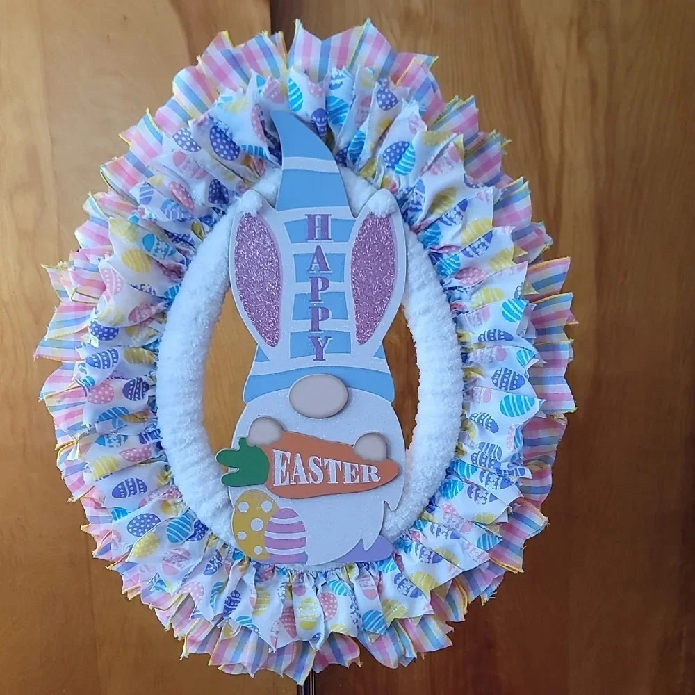 Easter Bunny Wreath with Pastel Colors